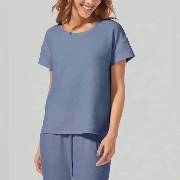 Tommy John Women's Zen Waffle Tee in Cream/White Size Small - Picture 1 of 11